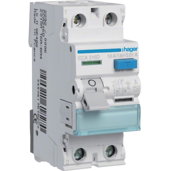 Hager FI-Schutzschalter 2pol. 16A/10mA,6kA CCA216D